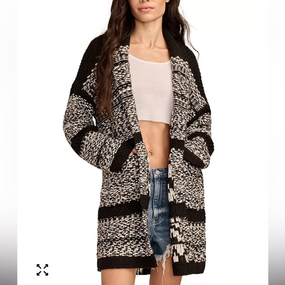 LUCKY BRAND Fairisle Shael Collar Open Front Cardigan
